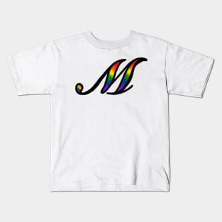 Rainbow Cursive Letter M Kids T-Shirt